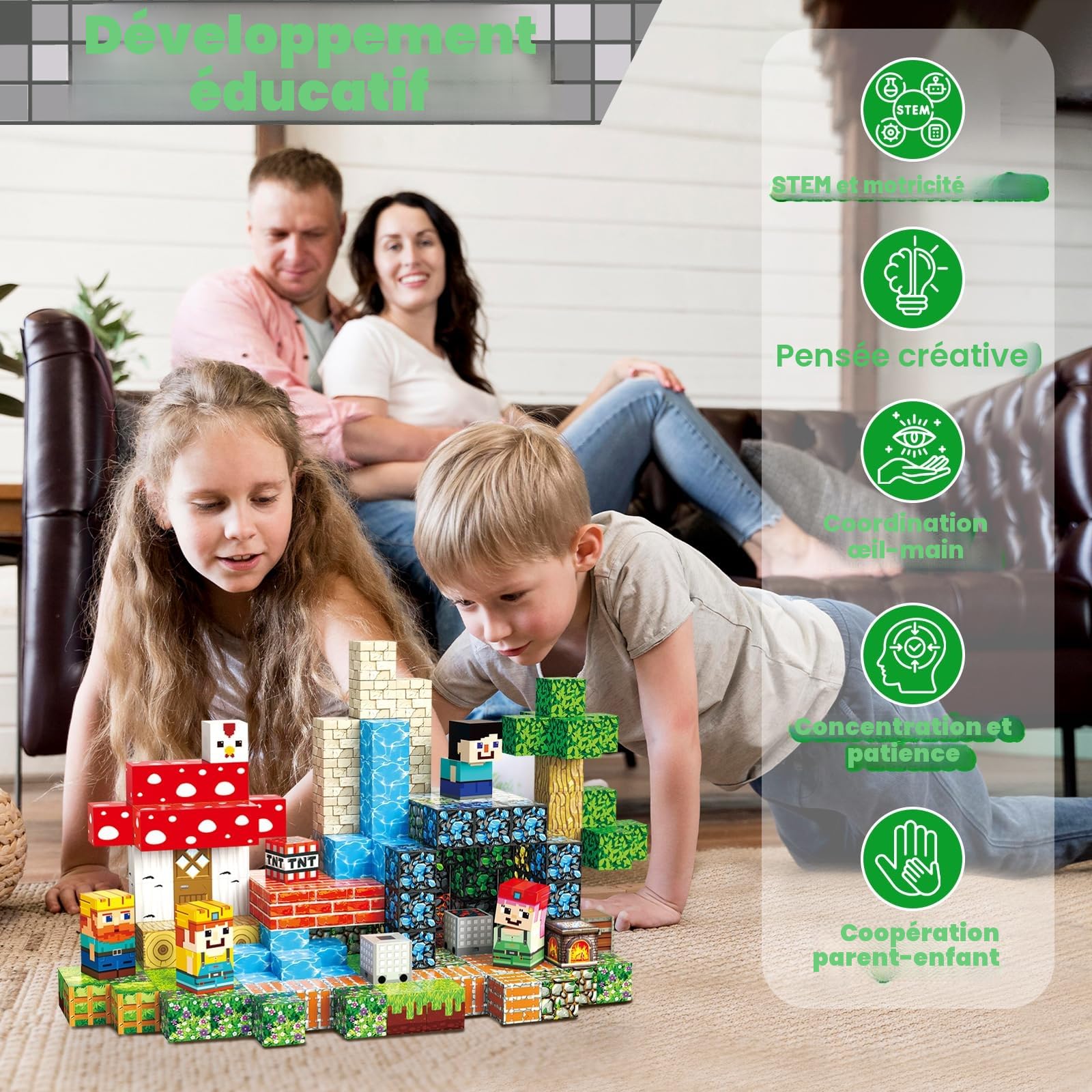 Annexfun Construction Magnétique Enfant 200 Pièces - Aventure Souterraine et Chasse au Trésor, Exploration et découverte Continues - Jeu Éducatif avec Magnetic Blocks pour Enfants 4-12 Ans