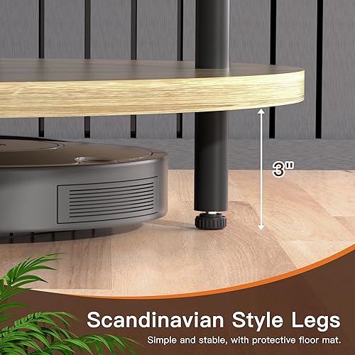 Miniatura 7 de Mesa auxiliar, mesas de centro de 2 niveles para sala de estar, mesa de centro redonda con almacenamiento, mesa de piso para dormitorio, oficina en