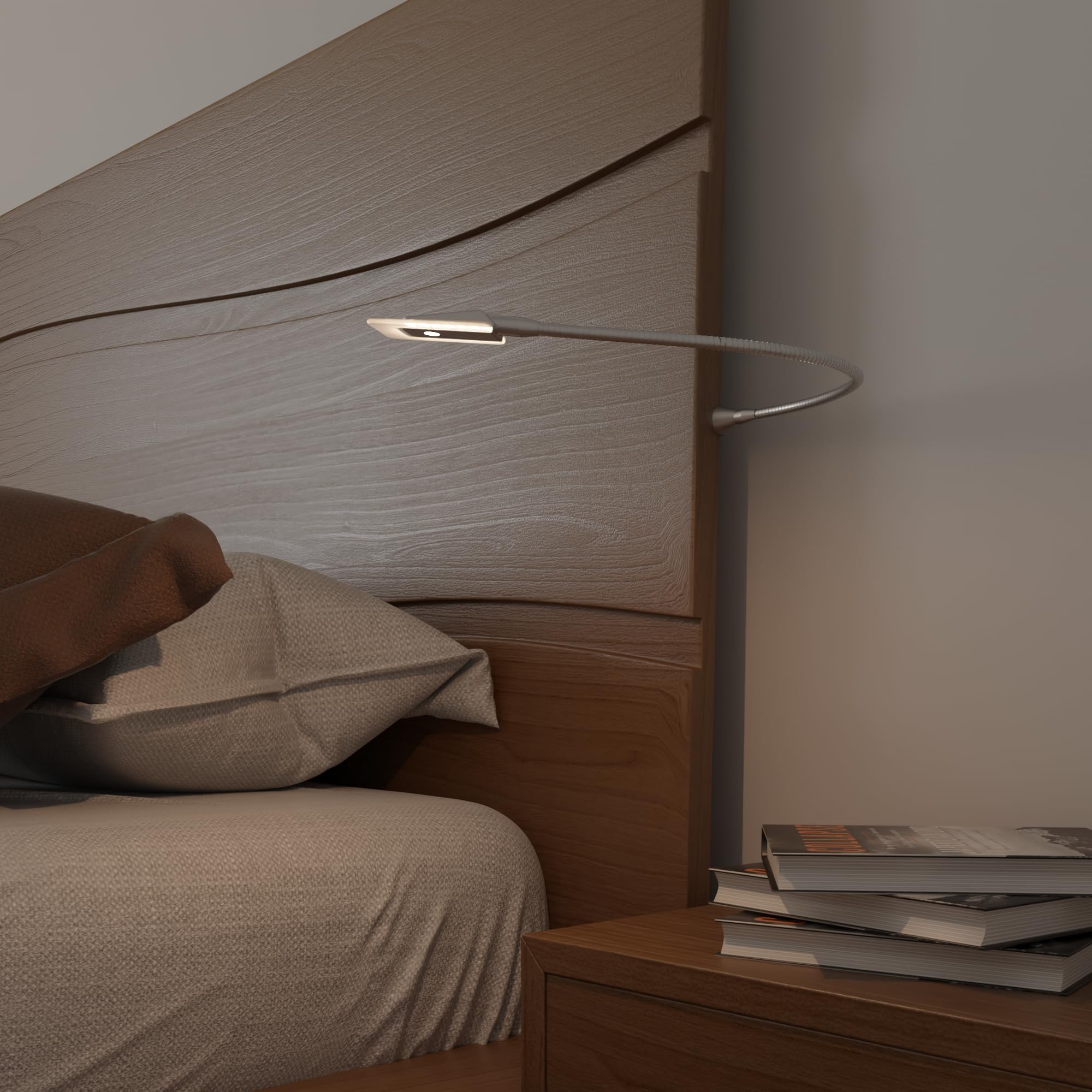 kalb Material für Möbel LED Bettleuchte Leseleuchte Flexleuchte Nachttischlampe Leselampe Nachtlicht, Modell:1er SET silbergrau