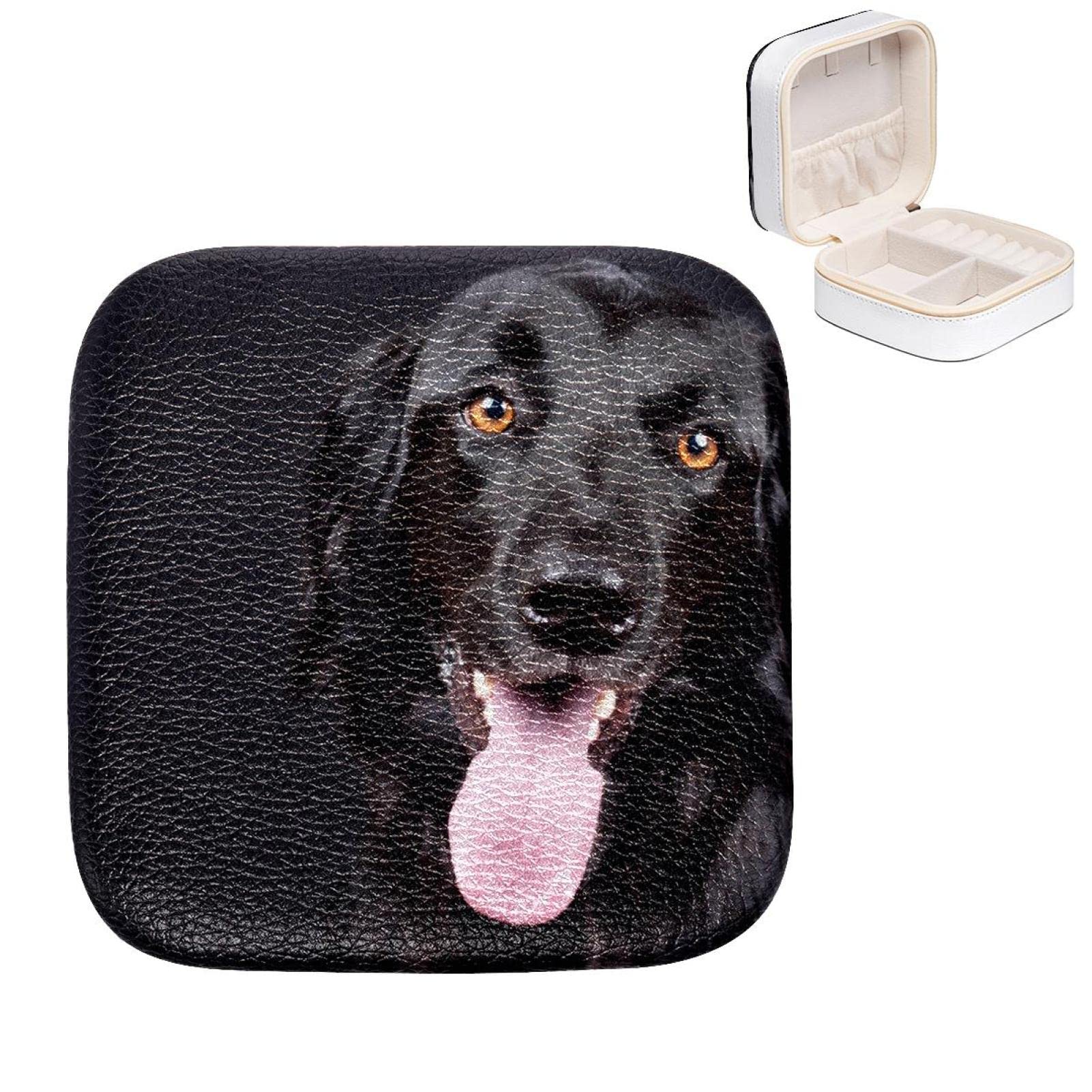 Boîte à bijoux anti-nœud pour colliers et bagues compacte motif chien noir