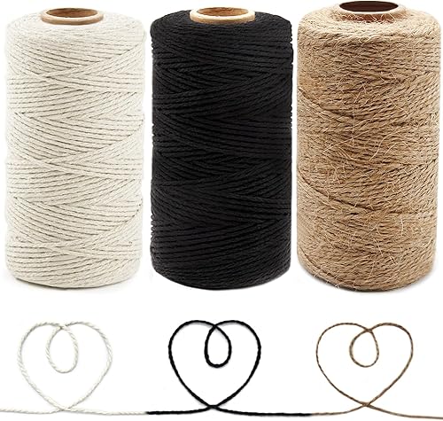 Vista 10 de Anvin 300 metros de cordel de yute natural de algodón Cordel de embalaje Cordel de panaderos Cordel beige Cordel para envolver Carniceros Arte