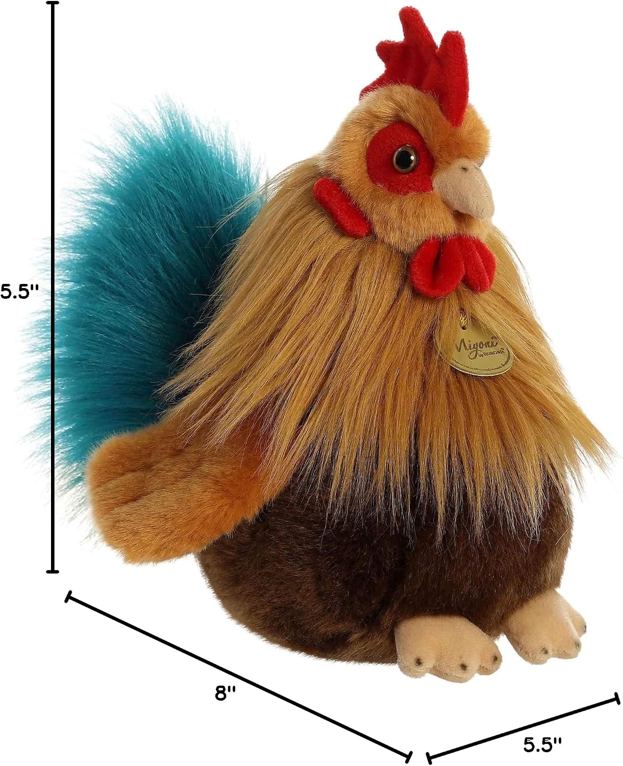 Aurora® Realistic Miyoni® Rooster Stuffed Animal - Lifelike Detail - Cherished Companionship - Brown 9 Inches