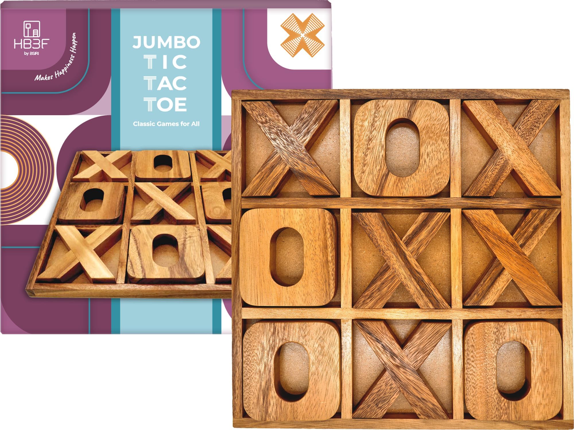 BSIRITic Tac Toe Game Wooden Family Board Games for Adults Coffee Table Decor Outdoor Toy Kids Player Decorative Rustic Pieces XOXO Travel Backyard Discovery tic tac Toe Drinking Decorations
