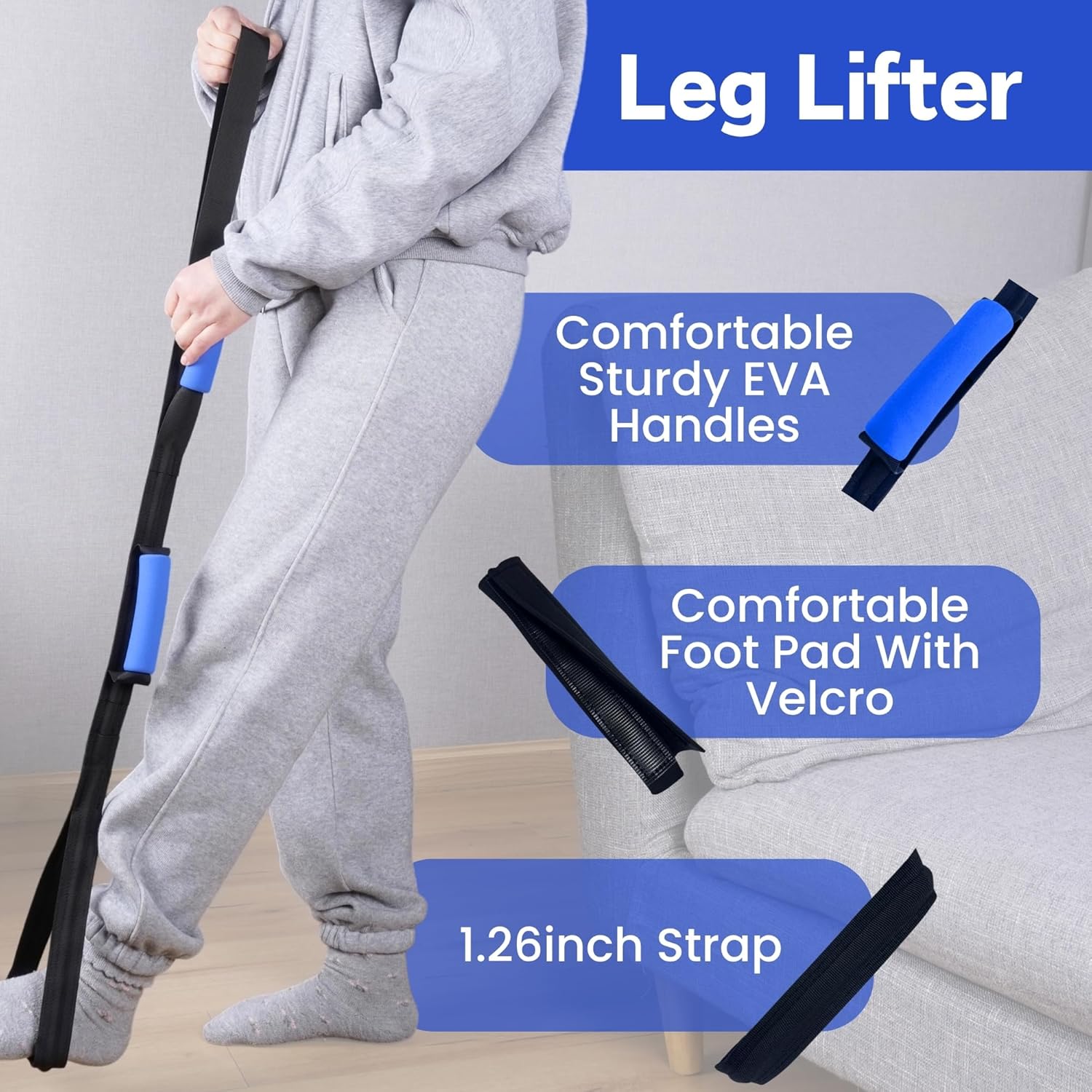 7PC Hip Replacement Kit After Surgery, Recovery Kit for Seniors with Grabber Reacher Tool, Sock Aid, 42" Leg Lifter Strap, Dressing Stick, Shoe Horn (33" Reacher Grabber Shoehorn Dressing Stick)
