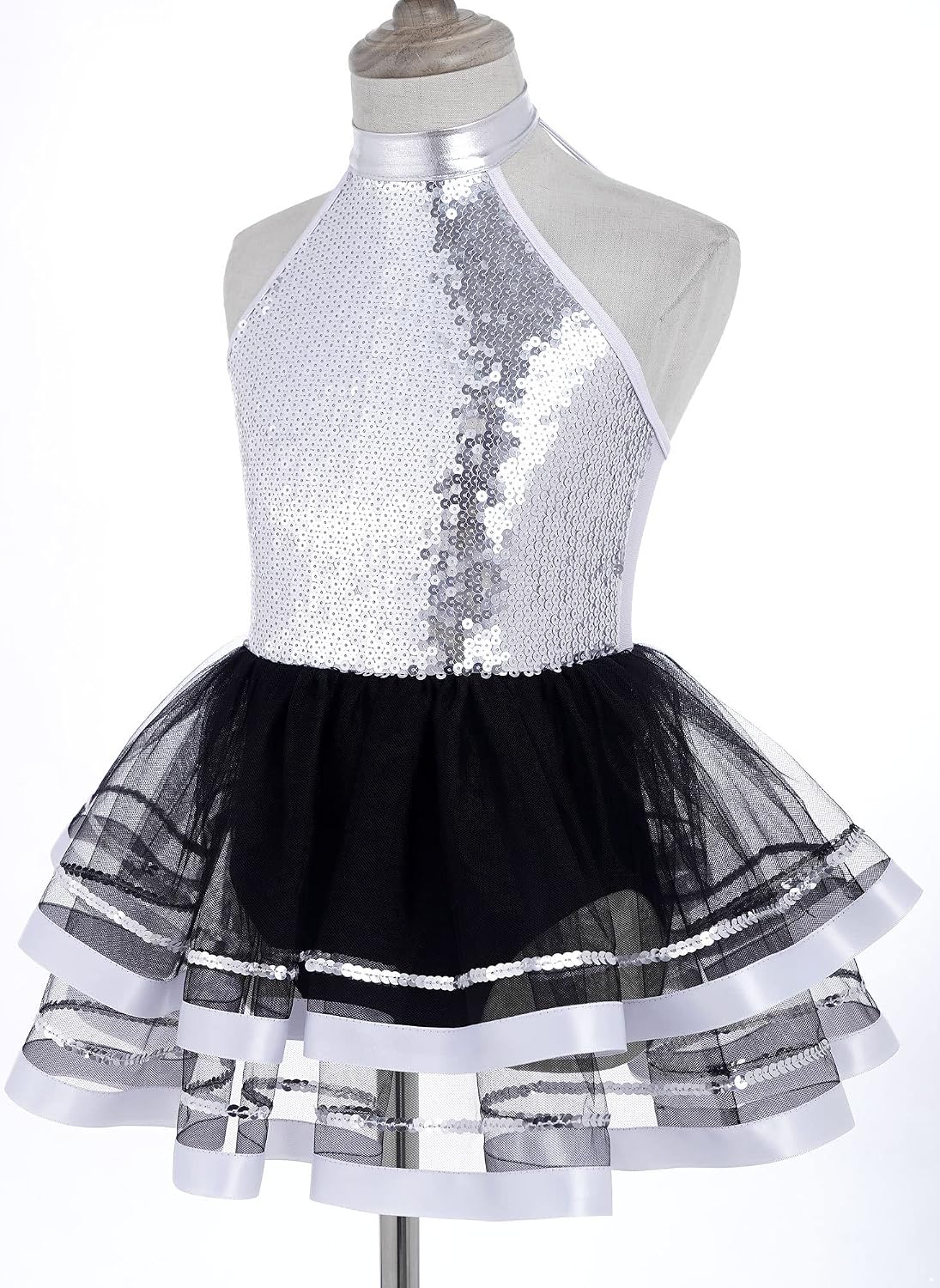 Oyolan Kids Girls Sparkling Sequins Sleeveless Lyrical Ballet Dance Dress Gymnastics Leotard Performance Dancewear