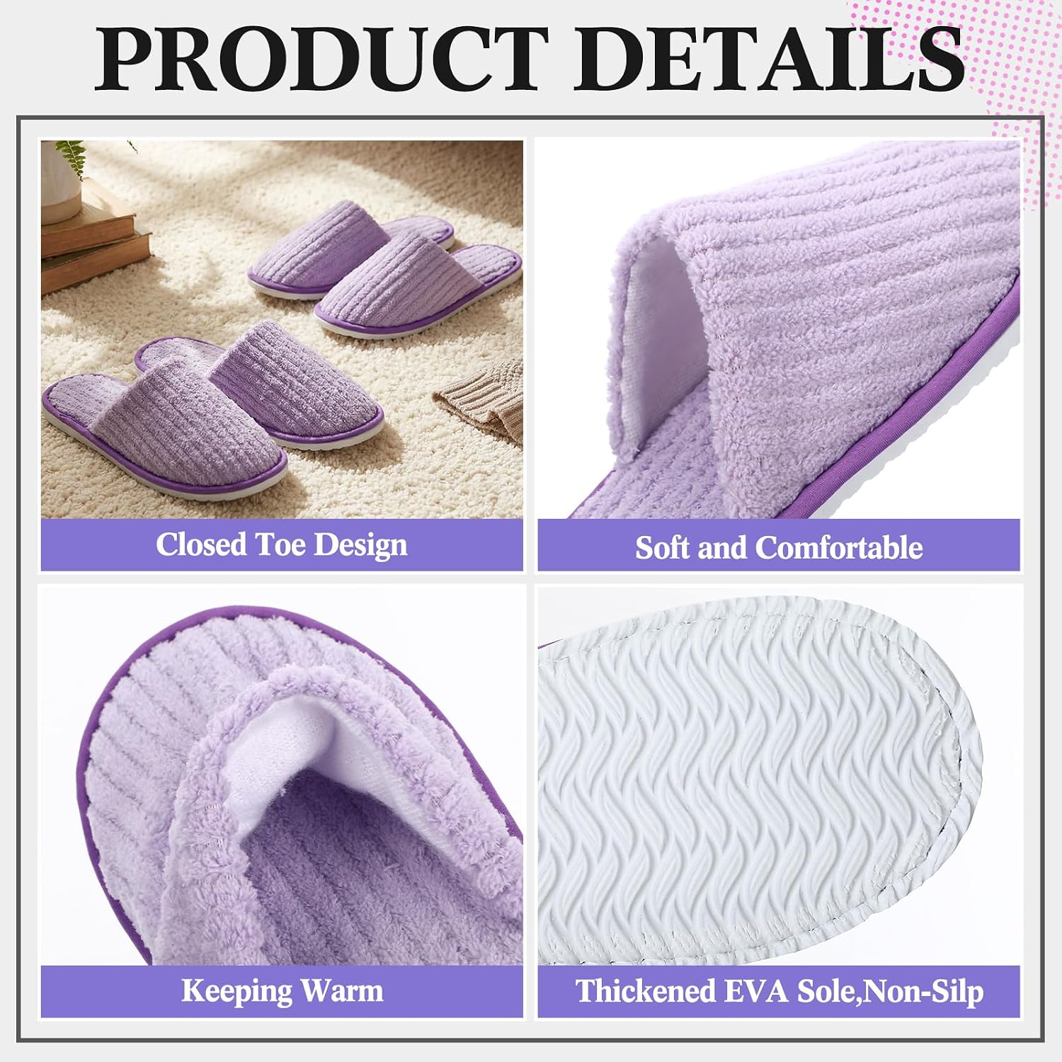 Zhehao 10 Pairs House Slipper for Guest Disposable Slippers Bulk