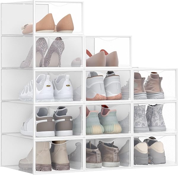 SONGMICS 12 scatole per scarpe 33,2 × 23 × 14,5 cm