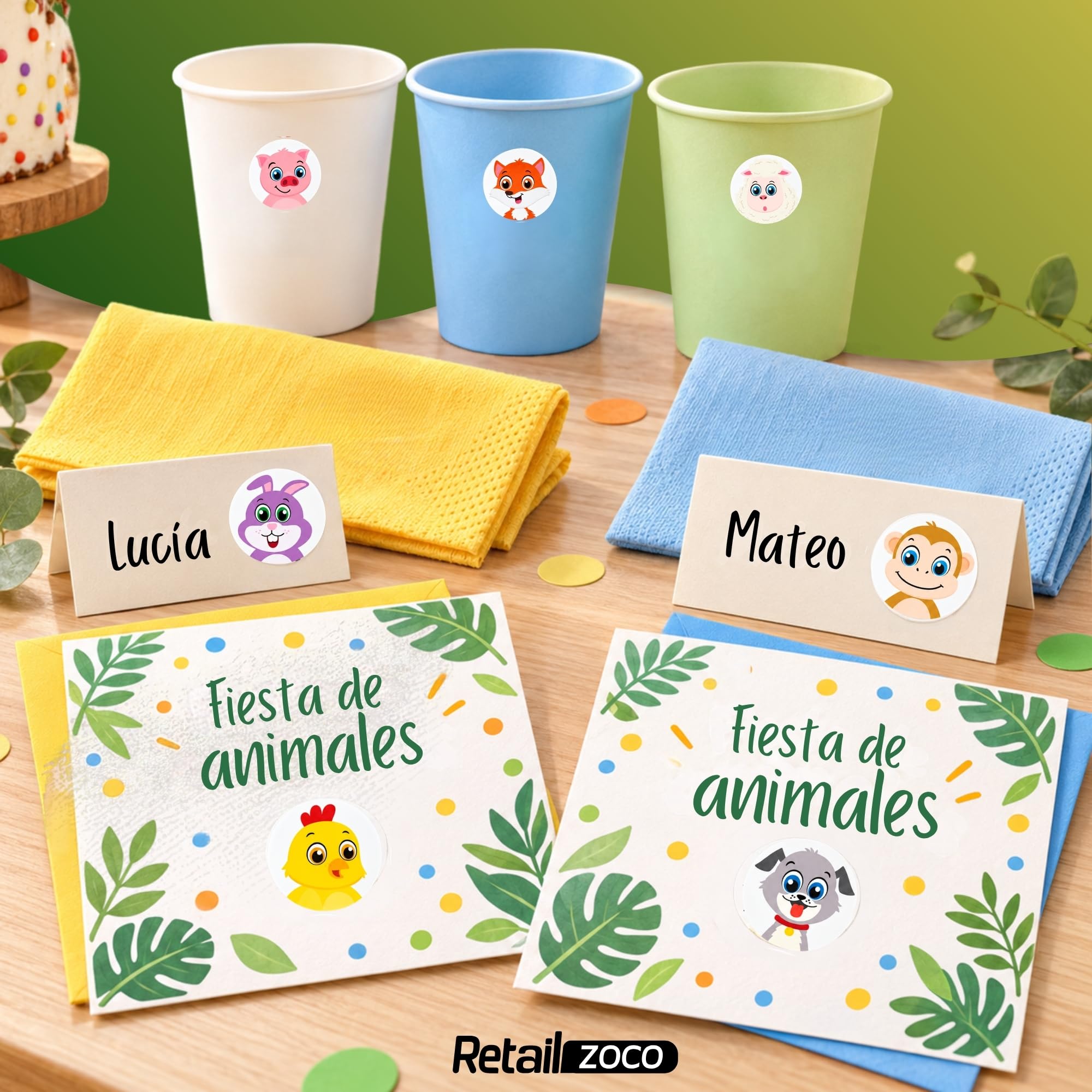 Rollo Pegatinas animales Granja para niños, animal stickers, 3 Unidades - imagen 5
