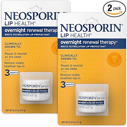 Neosporin Lip Health Overnight Renewal Therapy, 0.27 Oz, Pack of 2