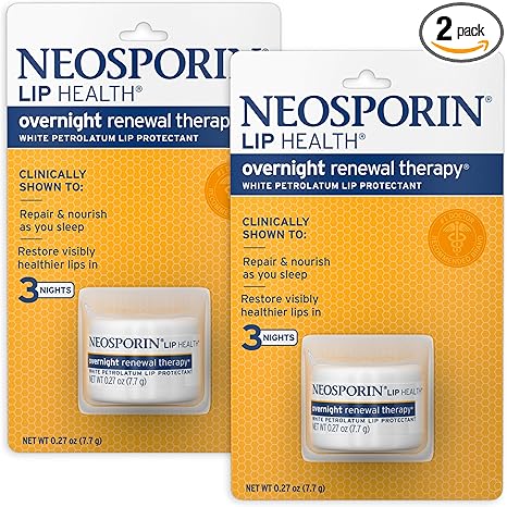 Neosporin Lip Health Overnight Renewal Therapy, 0.27 Oz, Pack of 2