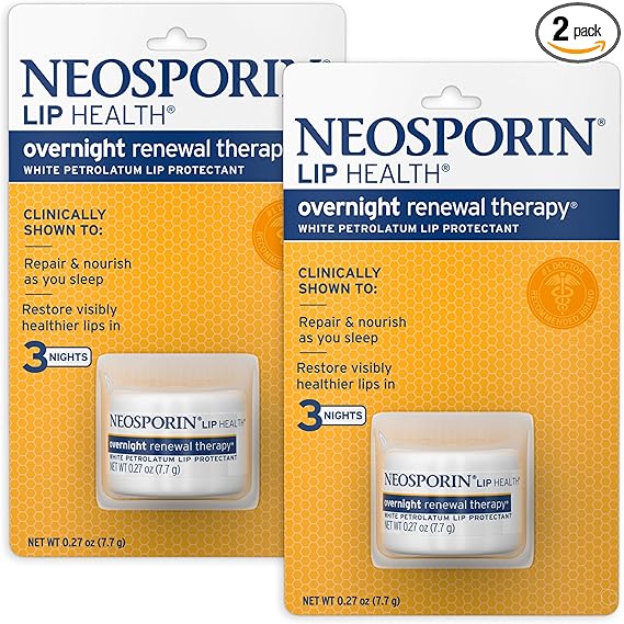 Neosporin Lip Health Overnight Renewal Therapy, 0.27 Oz, Pack of 2