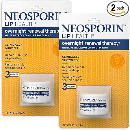 Neosporin Lip Health Overnight Renewal Therapy, 0.27 Oz, Pack of 2