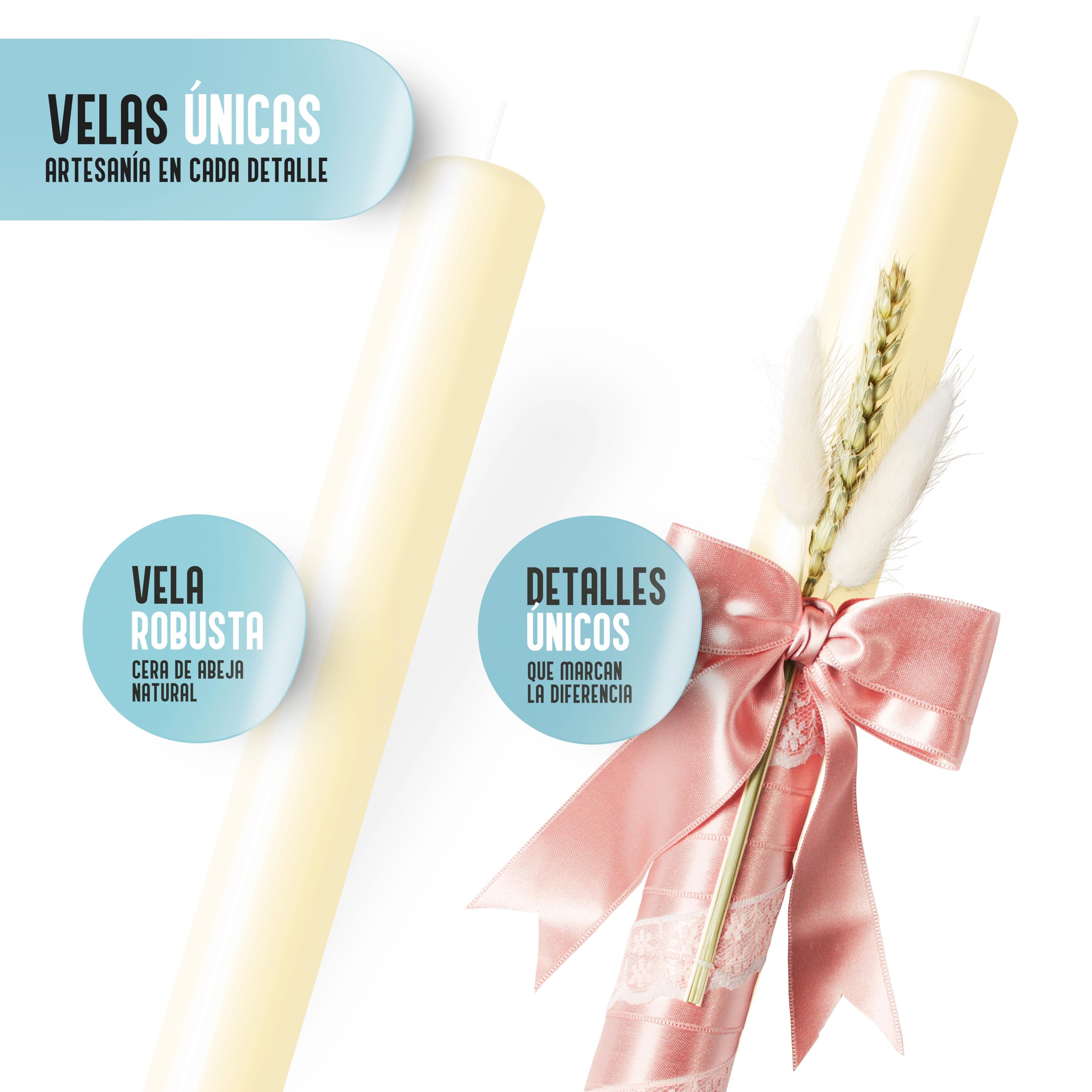 Candela Battesimo Padrini per Regalare Cirio Battesimo Bambina Artigianale Cera d'api Naturale Candela Bianca Shell (Rosa)