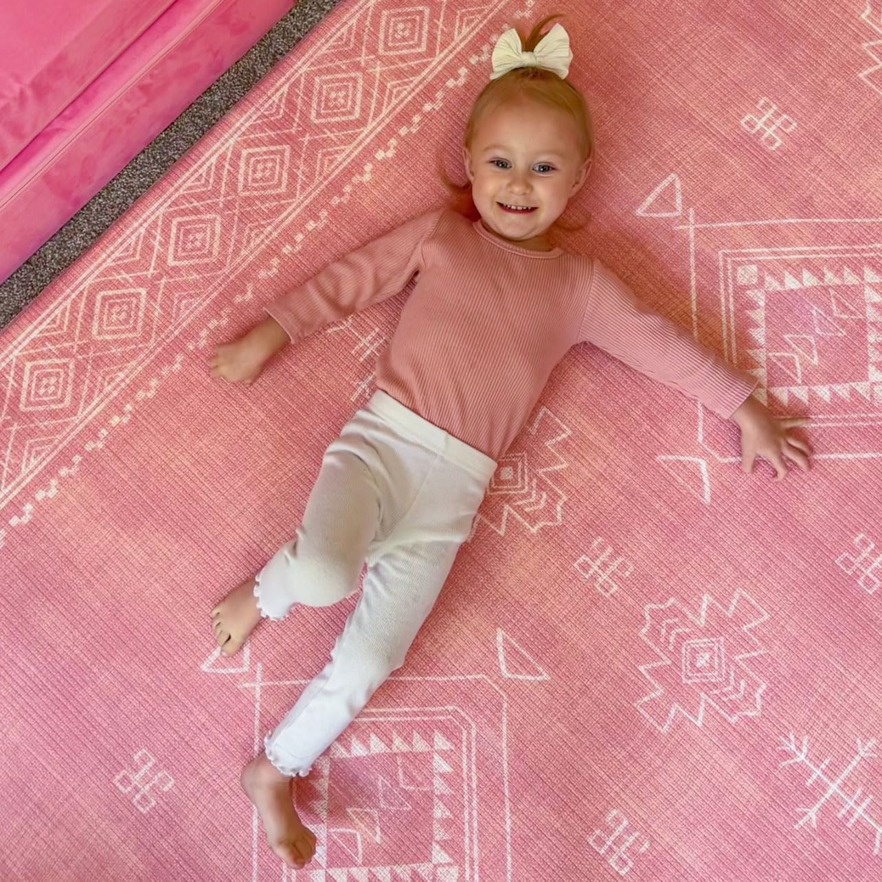 The Shwally PlayMat - Soft Baby Play Mat - Reversible Foam Floor Mat - Waterproof, Wipe-Clean, Durable, Non-Toxic and Hypoallergenic - Large (6.5' X 4.5') (Blush) image 2