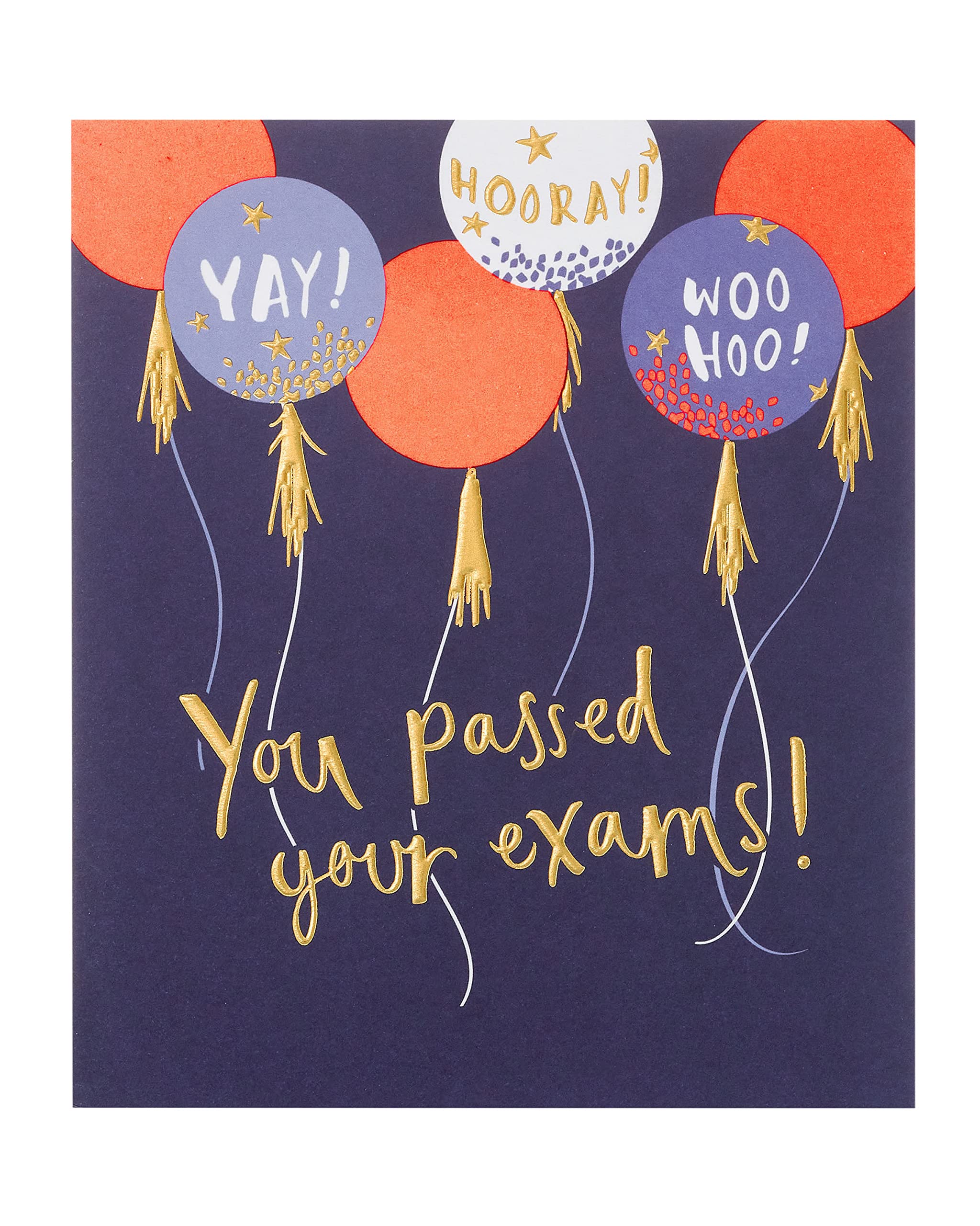 UK GreetingsPassing Exams Card For Her/Female/Friend With Envelope - Multiple Balloons Design