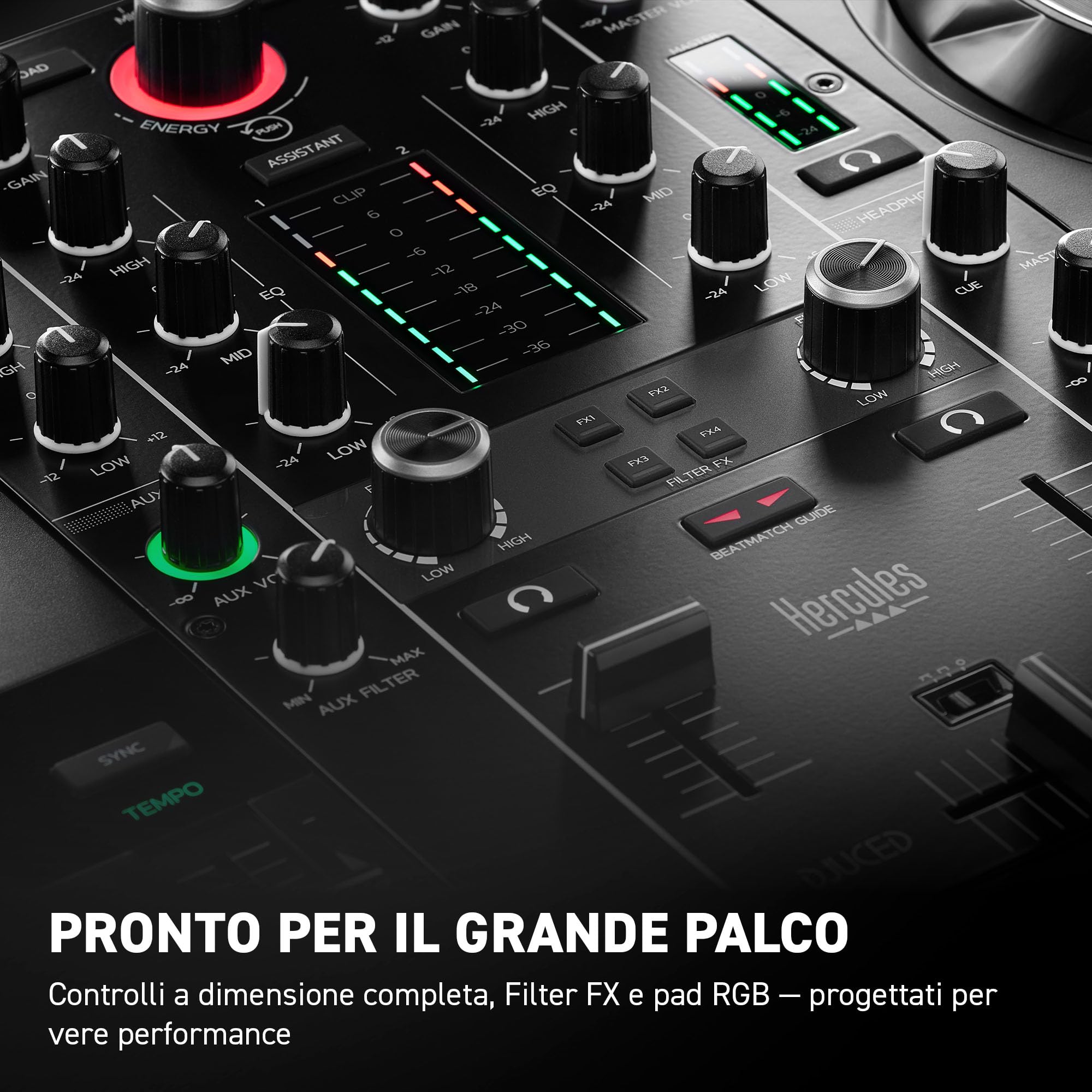 Hercules DJControl Inpulse 500 – Professional 2-Deck DJ Console with Beatmatch Guide, Retractable Feet, Metal Base, Includes Serato DJ Lite & DJUCED – PC/Mac