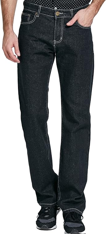 SSLR Pantalones Vaqueros Clásicos Corte Recto Regular para Hombre (38W x  32L, Negro): Amazon.es: Ropa