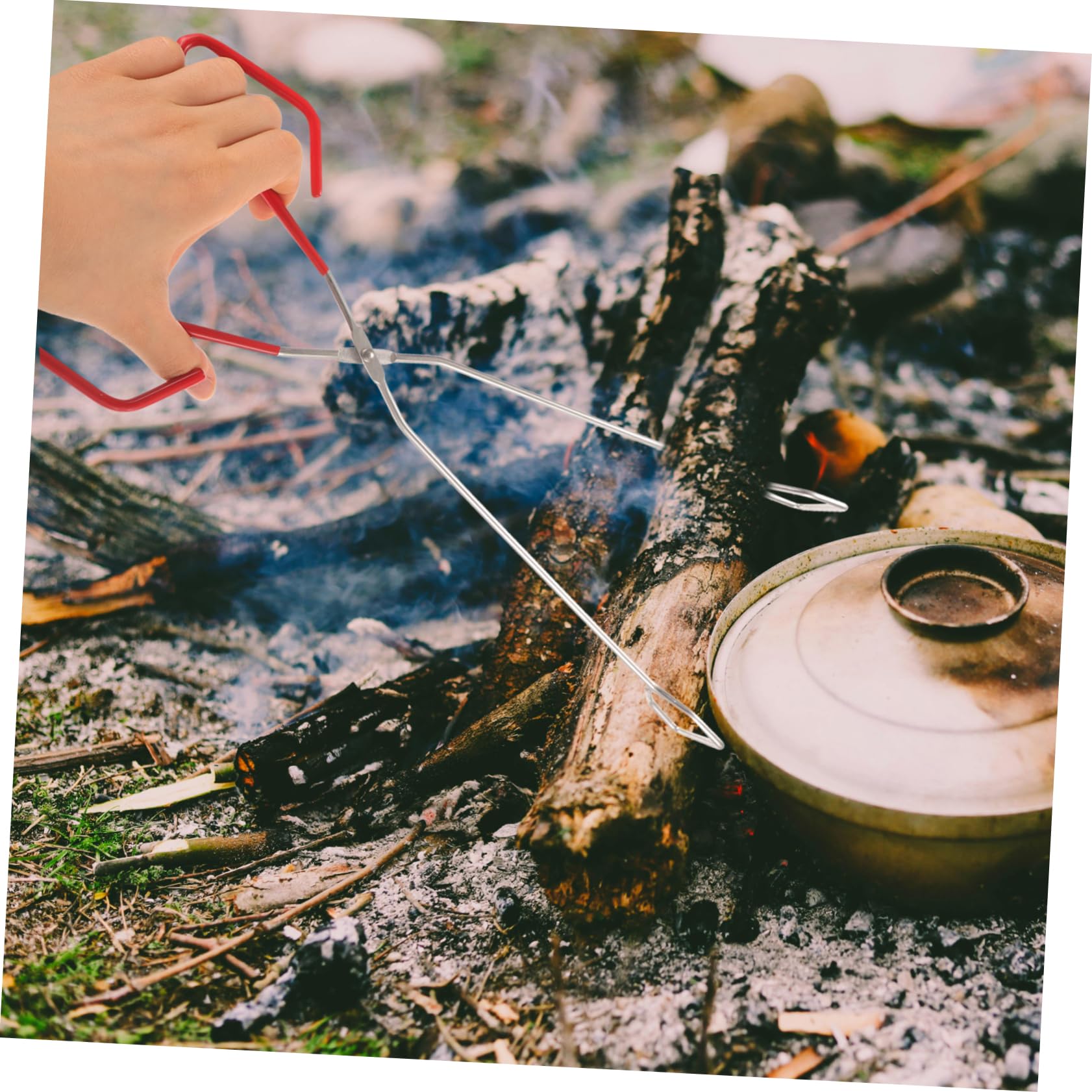 Mikikit 4 Piezas Pinzas de Inoxidable Barbacoa y Fogatas con Ergonómico y Antideslizante Herramienta de Cocina Asar y Sujetar Aire