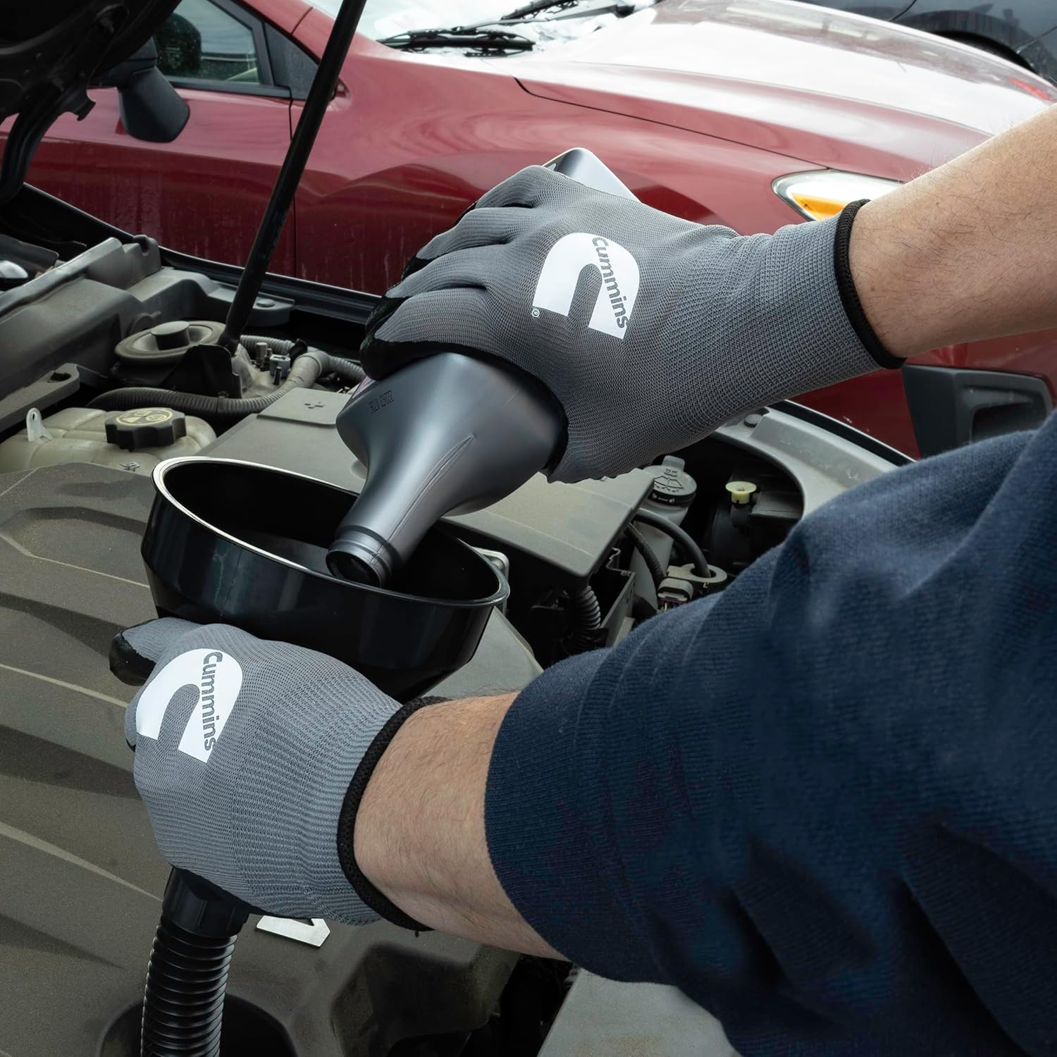 Cummins Gray Nitrile Dipped Palm Gloves CMN35153 - Nonslip Coated Work Gloves Gardening PPE All-Purpose Grip Hi Flex - Large