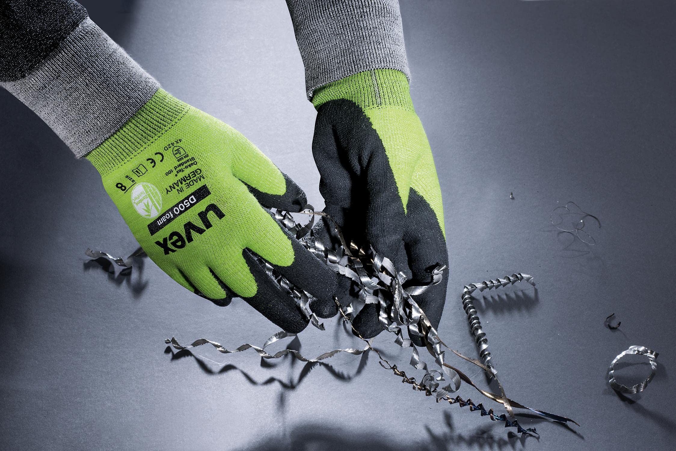 Guantes de protección de espuma Uvex D500 - Guantes de seguridad resistentes a cortes con revestimiento de agarre