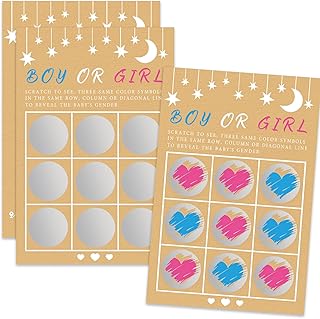 Its a Girl Tic Tac Toe Board Gender Reveal Scratch Off Scratcher Lottery Tickets Cards Double Sided Gender Announcement Cards Family Friends Baby Shower Game 25 Pack
