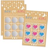 Its a Girl Tic Tac Toe Board Gender Reveal Scratch Off Scratcher Lottery Tickets Cards Double Sided Gender Announcement Cards Family Friends Baby Shower Game 25 Pack