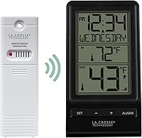 Vista 2 de La Crosse Technology 308-1415BW - Termómetro digital inalámbrico con tiempo, color negro
