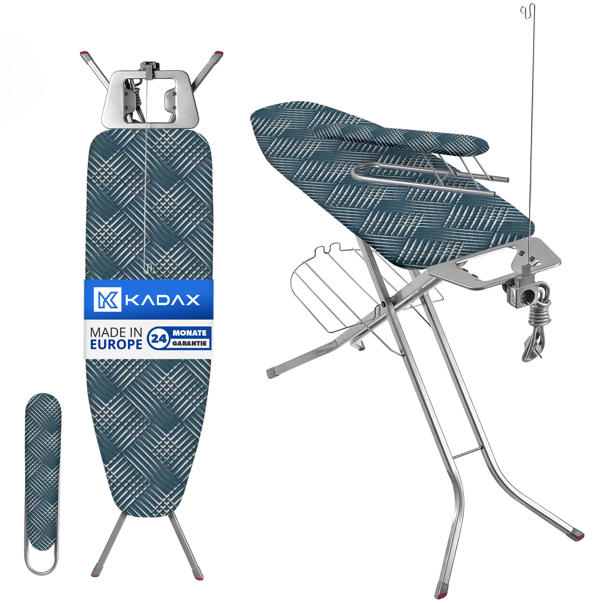 KADAX Asse Da Stiro Pieghevole Regolabile Con Accessori Integrati - Blu Scuro - Foto 8