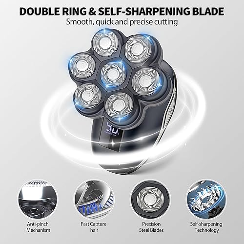 Miniatura 8 de Afeitadoras magnéticas de cabeza 2025 para hombres calvos, maquinilla de afeitar eléctrica para hombres, afeitado para hombre con recortadora de