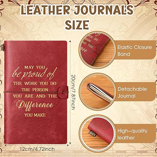 Miniatura 2 de Panitay 20 piezas de regalos de agradecimiento para empleados, diario de cuero con bolígrafos, 10 diarios de viaje con bolsillos y 10 bolígrafos