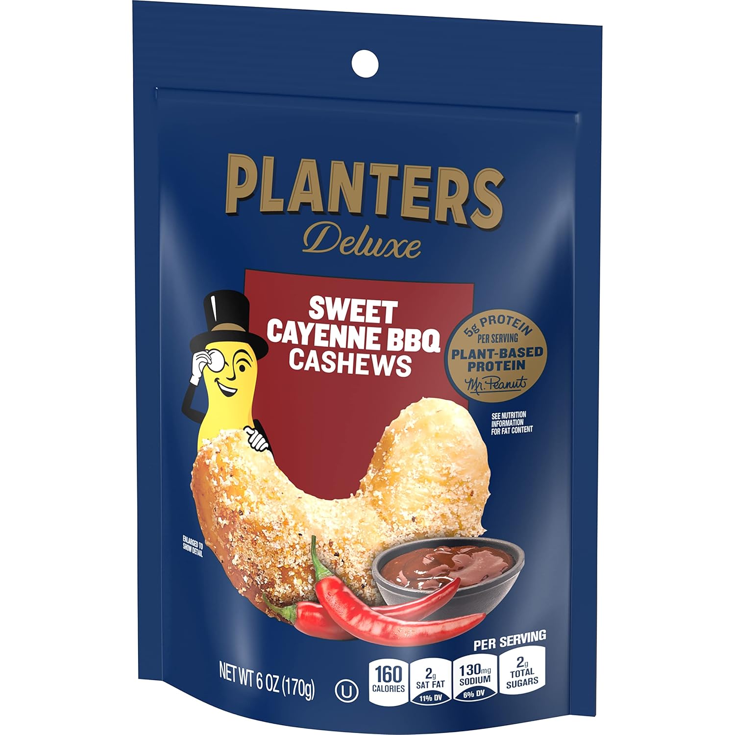PLANTERS Deluxe Sweet Cayenne BBQ Cashews, 6 oz bag (8-Pack)
