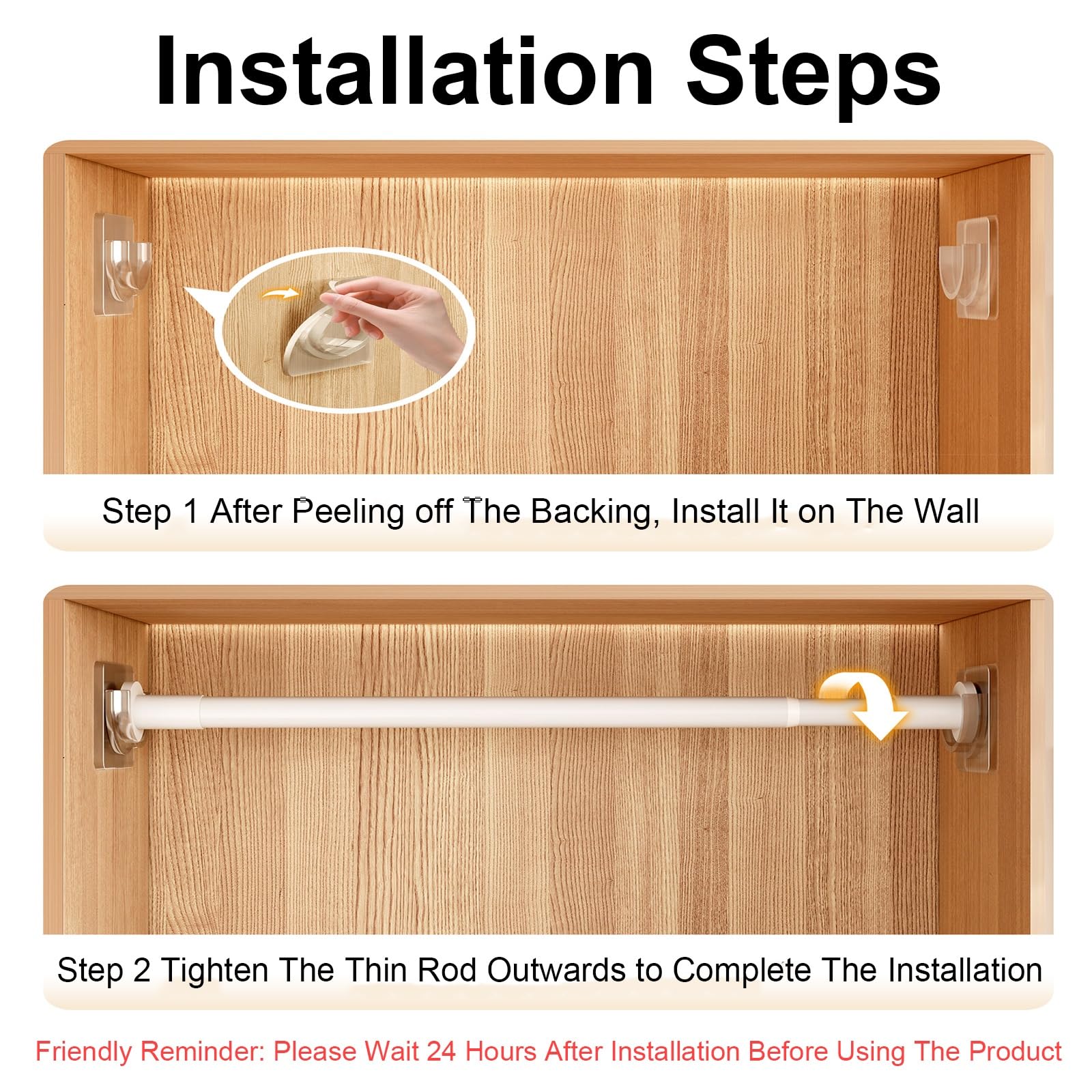 Tringle Rideau à Tension Adhésive, Barre Rideau de Douche à Fixation Murale, Acier Carbone, Sans Perçage pour Bain Cuisine Placard Balcon(White,130-220cm/51-86in)