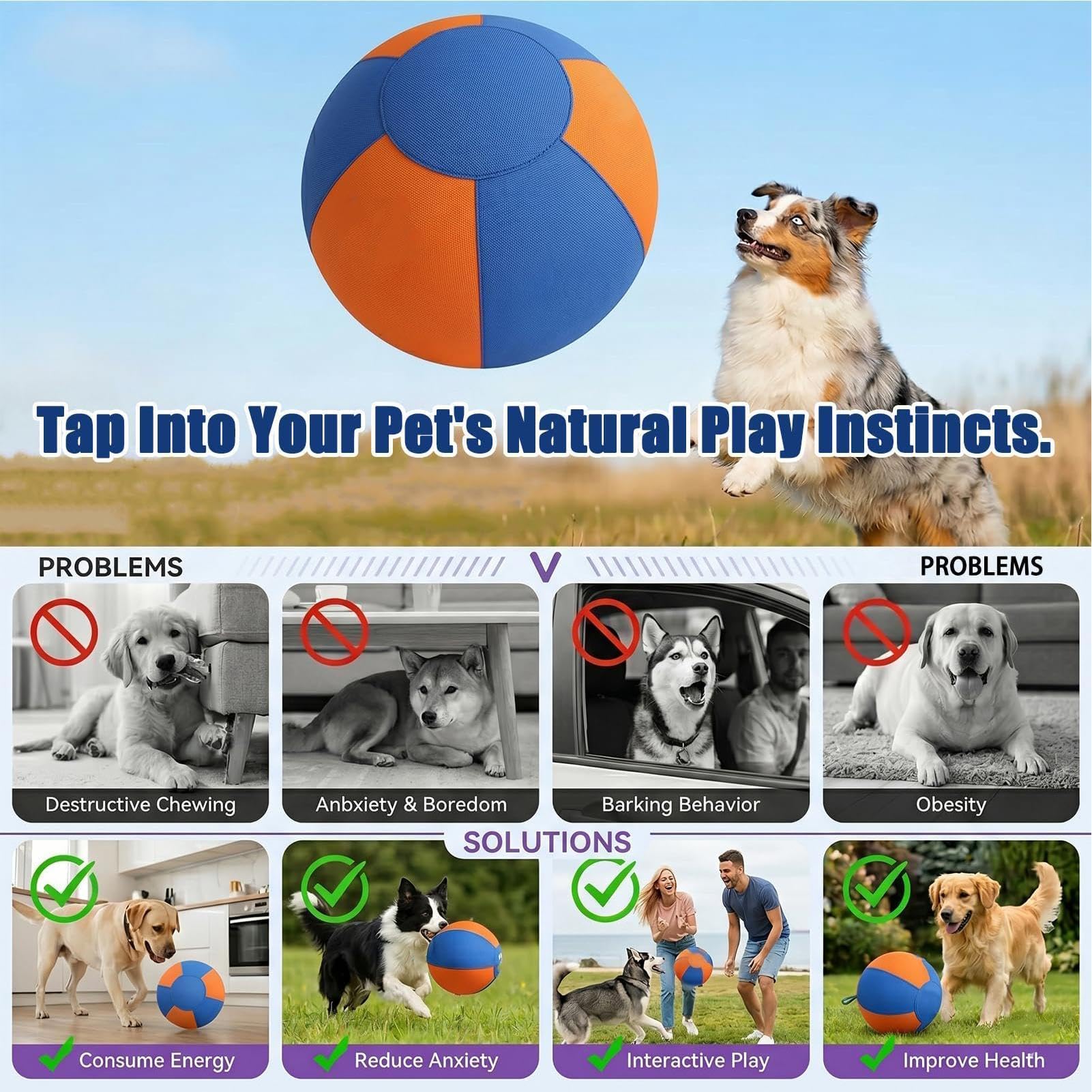 Pelota para perros de pastoreo Juguete Interactivo De Agilidad Juego Y | Pelota Práctica Pastoreo Jardín Y Parque, Patio Trasero, Césped Y Granja Y Patio