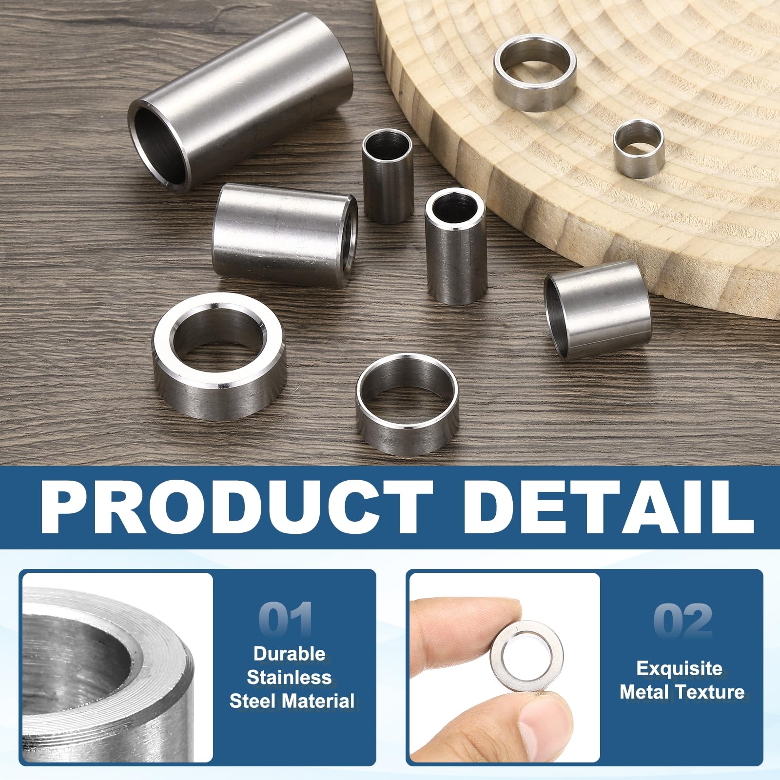 sourcing map 6 espaciadores de metal M10, espaciadores de acero inoxidable de 3/8 pulgadas, 10 mm de diámetro interior x 16 mm de diámetro exterior x 25 mm de longitud, buje de separación redondo sin
