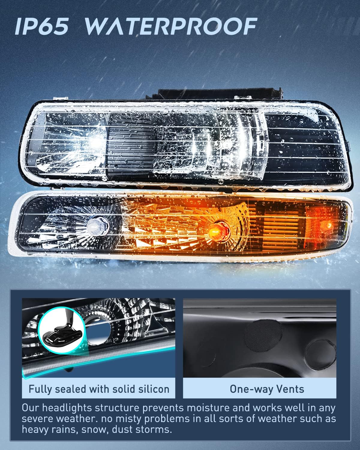 Nilight Headlight Assembly for 1999 2000 2001 2002 Chevy Silverado 1500 1500HD 2500 2500HD 3500 Chevrolet Tahoe Suburban Replacement Headlamp Housing Bumper Lights Set