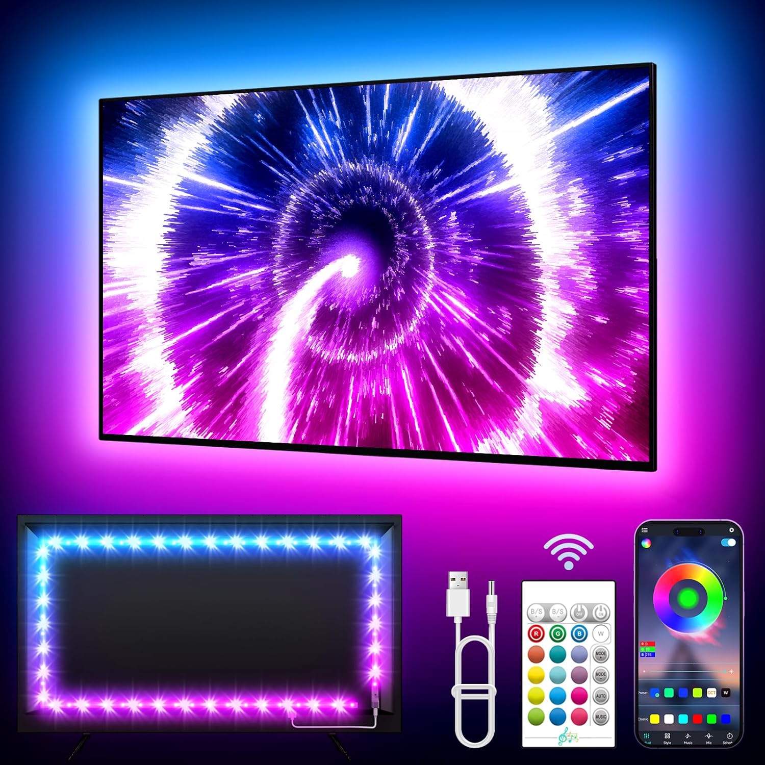 KANTUTOE LED Strip Lights Behind TV, 16.4ft LED Lights for