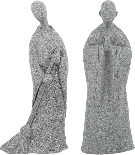 Angoily 2 piezas de baratijas de monje al aire libre, decoración de habitación, decoración de miniture, adorno de monje de Buda, escultura de monje,