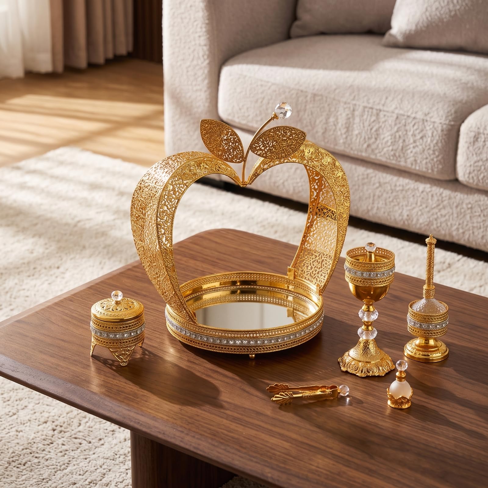 Quemador Incienso con Soporte Corazón Elegante Incienso con Captador Cenizas corativo coración para Altar