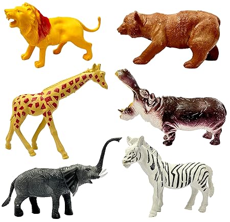 SUPER TOY Wild Animal Toys Figure Playing Set for Kids - Pack of 6