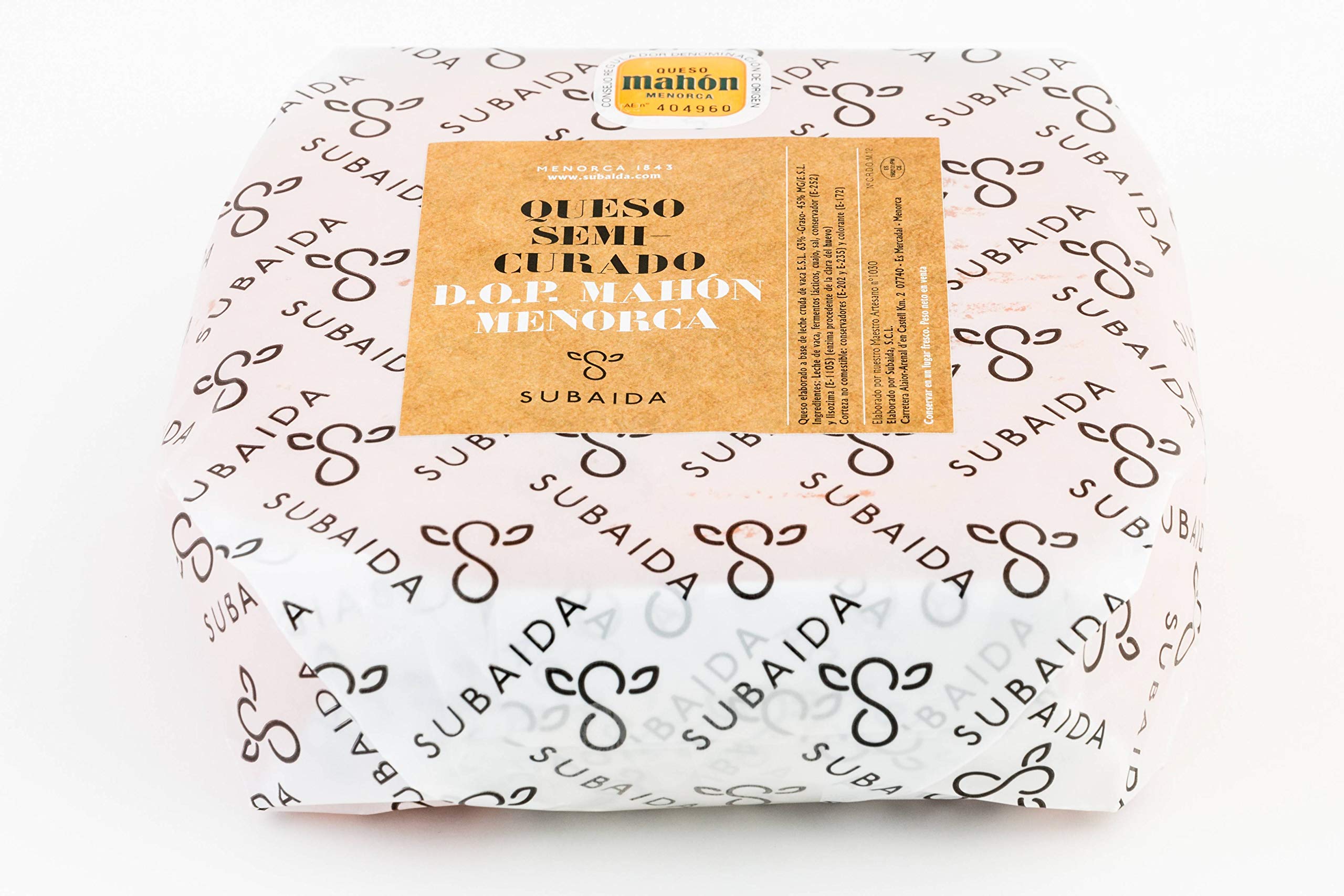 Queso Mahón Menorca Semicurado Pieza Entera 2,7 kg