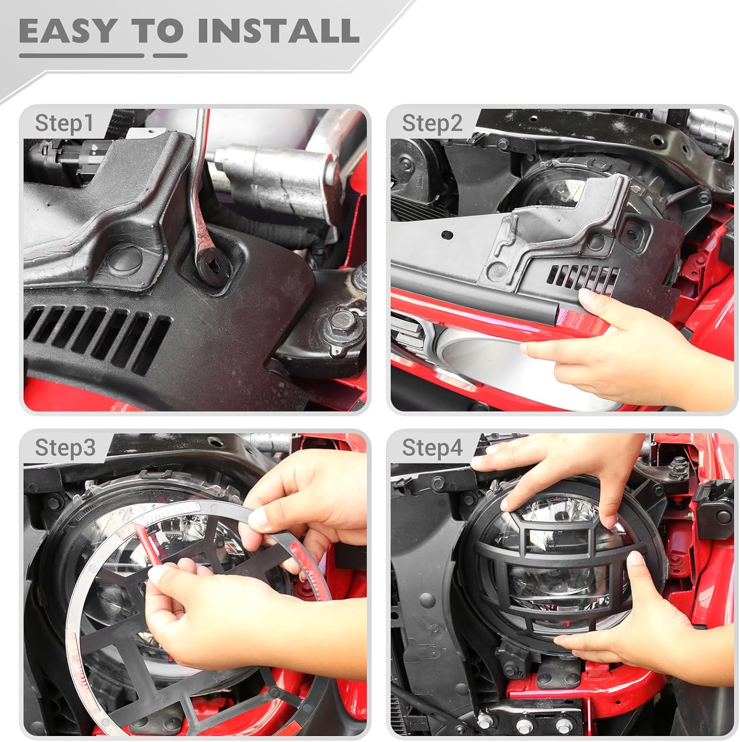 JeCar Headlight Covers for Jeep Wrangler JL JLU Gladiator JT 2018-2023 Black Head Lights Guard Trim (1Pair)