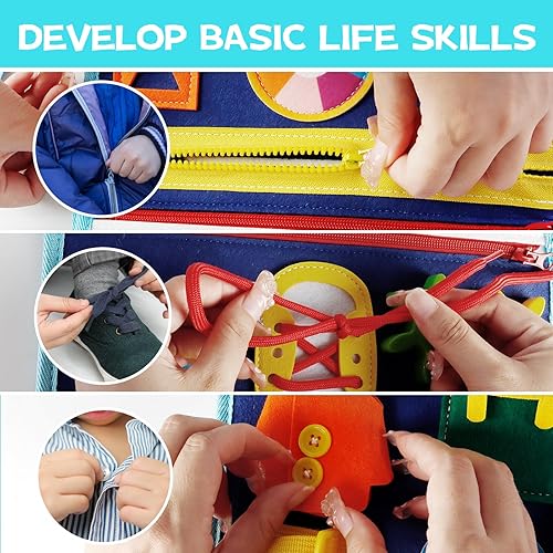 Miniatura 6 de DICTAMNI Juguetes de mesa para niños de 1, 2, 3, 4 años, juguetes educativos sensoriales, tablero sensorial con hebillas, actividades educativas