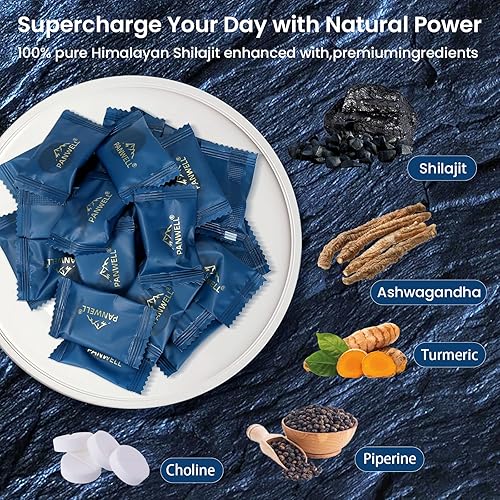 Miniatura 3 de PANWELL Gomitas Shilajit con Ashwagandha, musgo y cúrcuma  Energía cero azúcar, equilibrio de cortisol, sueño, apoyo inmunológico y de salud general