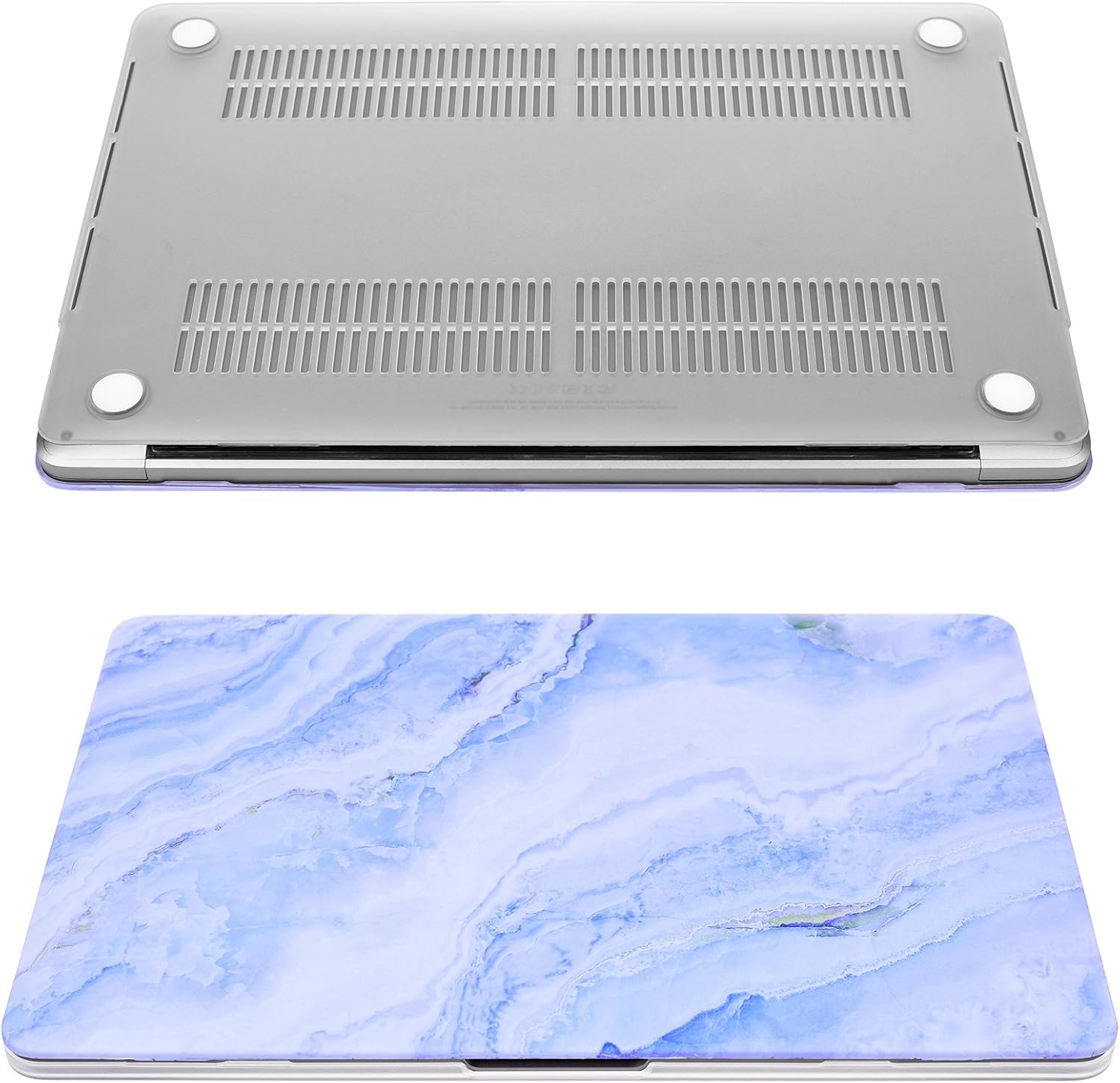 Cosmos Rubberized Plastic Hard Shell Cover Case for MacBook Pro 13" (MacBook Pro 13" (A1989 / A1706 / A1708), White Blue Marble Pattern)