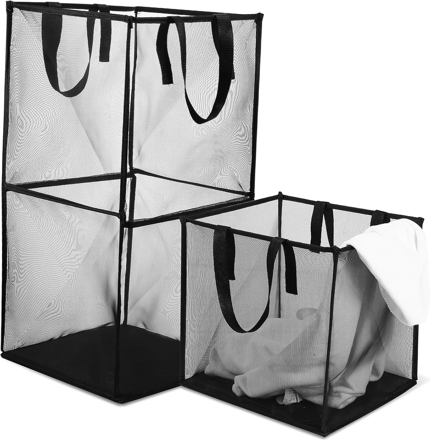 UKCOCO 2pcs Foldable Laundry Basket Collapsible Laundry Baskets Sundries Basket Mesh