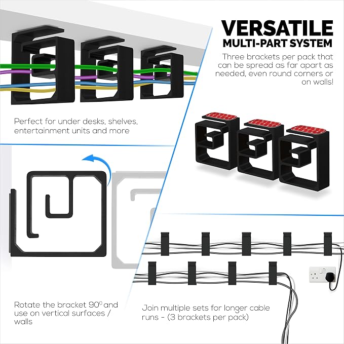 Organizador de cables XL 3 piezas con adhesivo fuerte miniatura 4