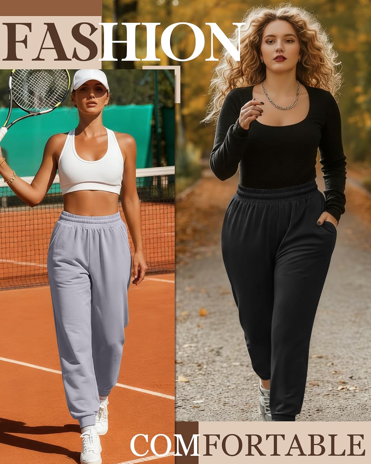 3 Pack Women's Plus Size Yoga Joggers, Comfy High Waisted Lounge Pants Loose Casual Sweatpants Pajama with Pockets - Image 5