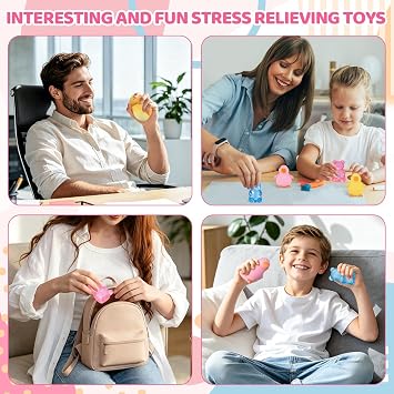 Taba Squishy Fidget Toys,Bear&Duck Stress Relief Sensory Set for Kids&ADHD | Sensory Relieves & Focus,Ultra-Soft TPR Material,Safe for 3+,Adult &Teens,ADHD,Office/School/Travel,Classroom Party Favrs