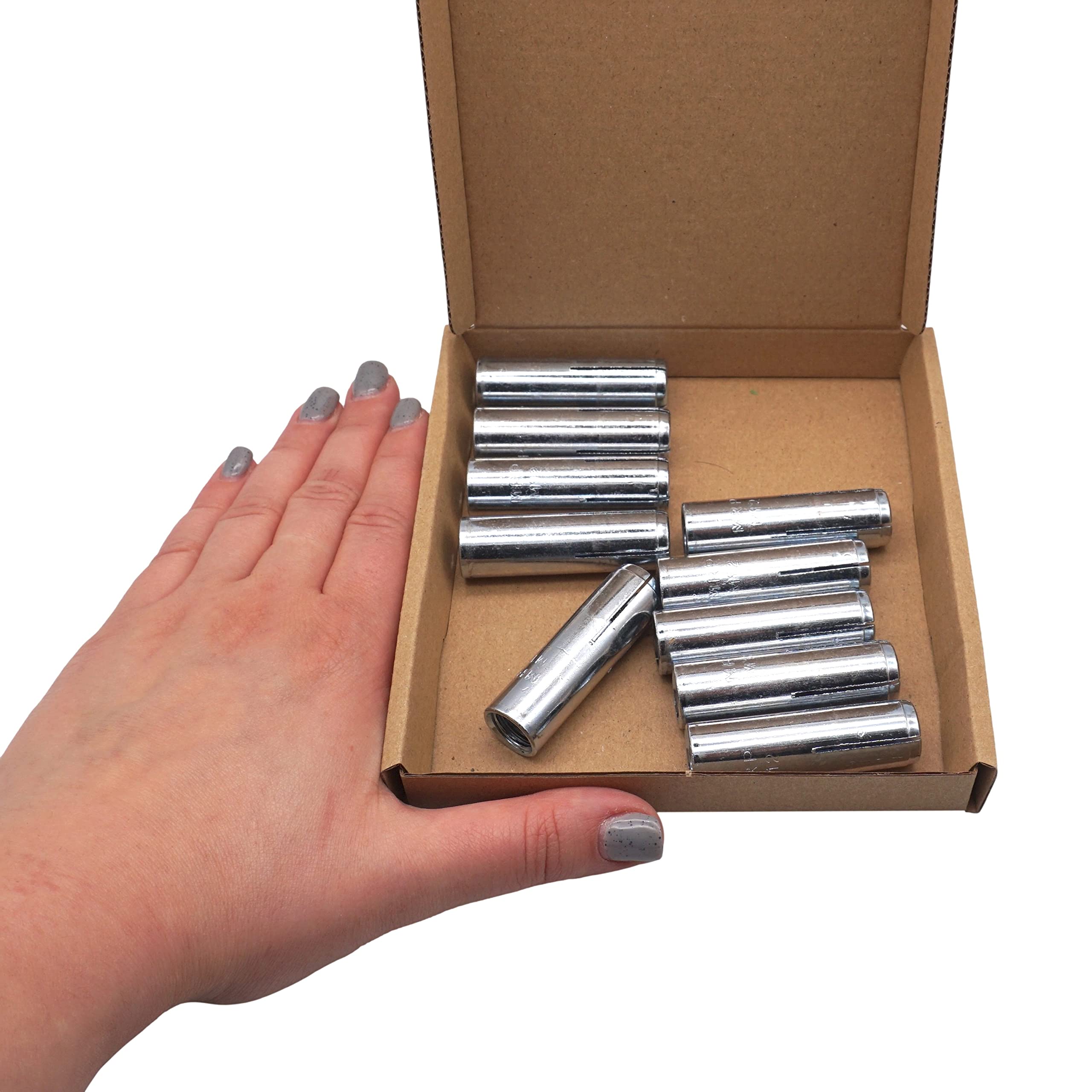 SKIR'CO Lot de 10 ancrages M12 x 50 mm, manchon de boulon d'expansion, chevilles murales, ancrage pour béton