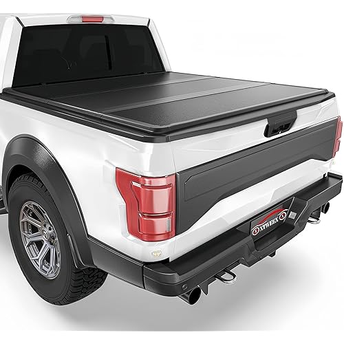 5.5' Hard Folding Truck Bed Tonneau Cover fits 2015-2026 Ford F-150 (Incl.F-150 Lightning) 5'5"Bed, Heavy-Duty Lock Cover w/Waterproof Fiberglass Design | No-Drill Installation & Anti-Theft Security